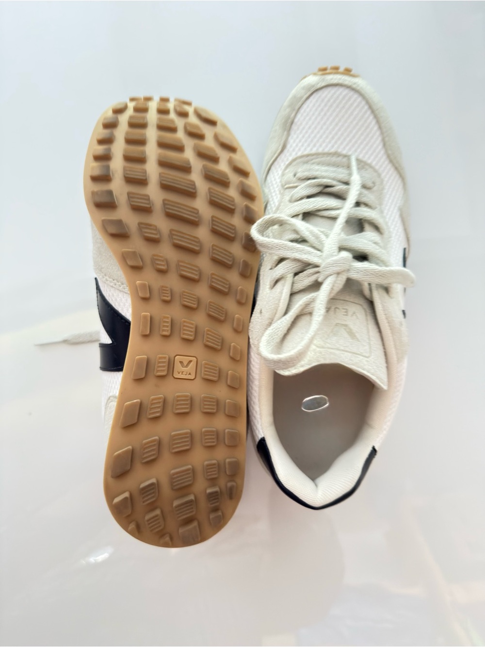 Veja White Sneakers with Black V Accent - Picture 3 of 3